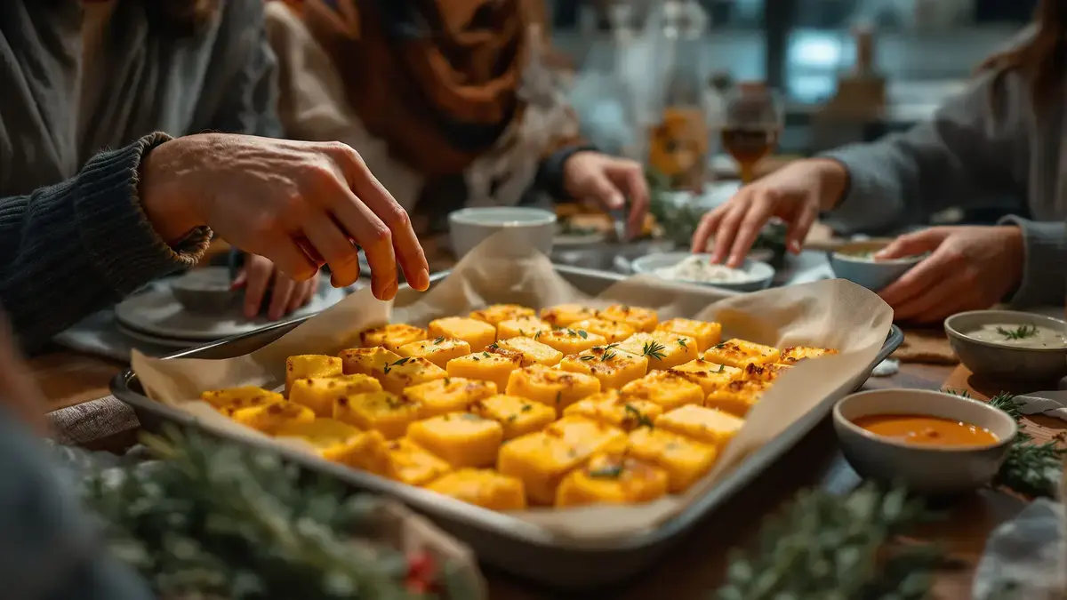Questa ricetta croccante di quadrotti di polenta dorati al forno è una alternativa economica alle patatine per i tuoi aperitivi